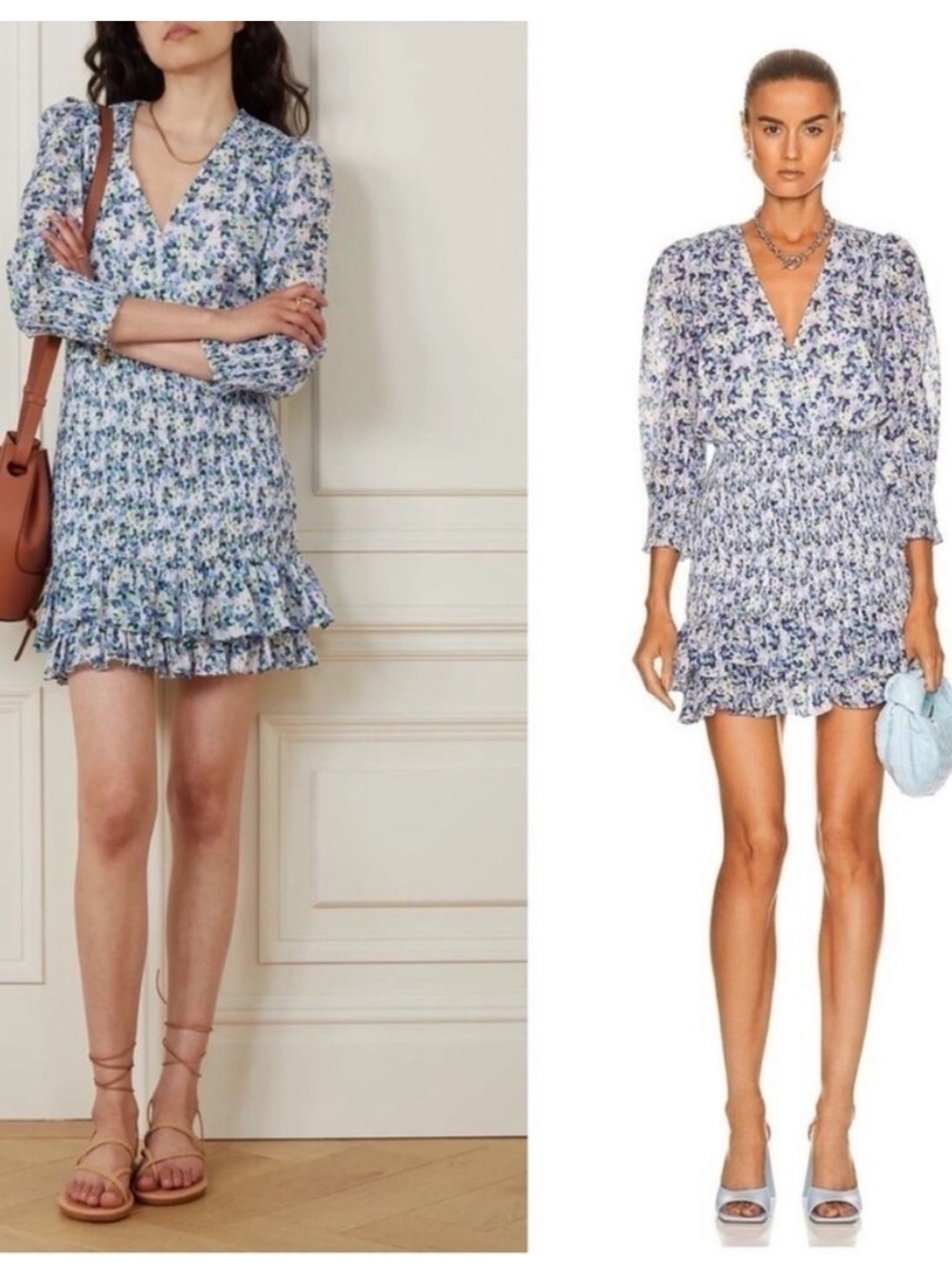 Veronica Beard Darrah Smocked Floral Mini Dress